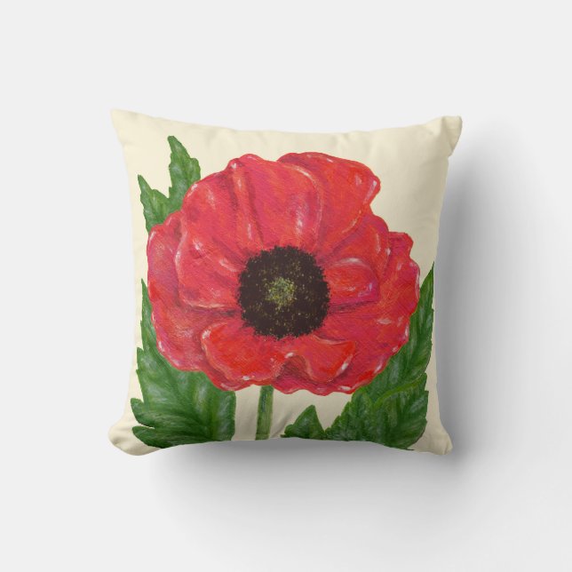 Rotes Flanders Poppy-Kissen Kissen (Vorderseite)