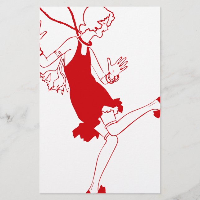rotes Flapper-Mädchen Briefpapier (Vorderseite)