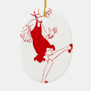 rotes Flapper-Mädchen Keramik Ornament