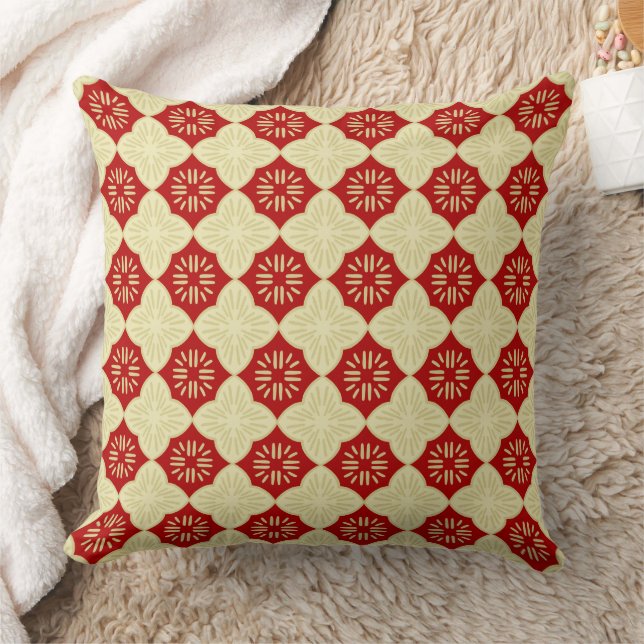 Rotes Fliesenmuster Kissen (Decke)