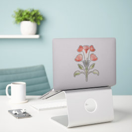 Rotes Floral Zeichnend Vinyl-Aufkleber mit Sonders Aufkleber