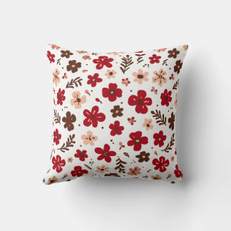 Rotes florales botanisches Muster Kissen