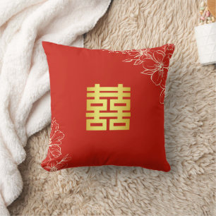 Rotes florales chinesisches Hochzeitsteezeremoniel Kissen