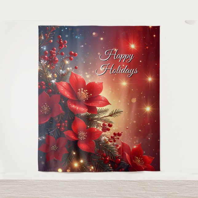 Rotes florales Ferienhintergrundbild Wandteppich (Vorderseite)