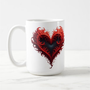 Rotes florales Herzdesign mit blühenden Blumen Kaffeetasse