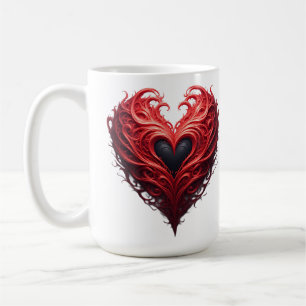 Rotes florales Herzdesign mit blühenden Blumen Kaffeetasse