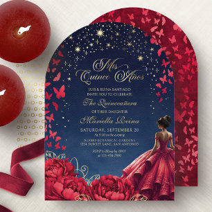 Rotes florales himmlisches Prinzessin elegantes Qu Einladung