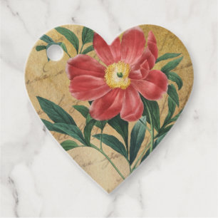 Rotes Florales Landhausstil-Vintage Geschenkanhänger