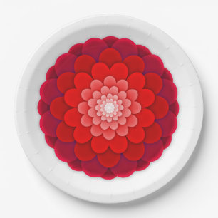 Rotes florales Mandala-58566 Pappteller