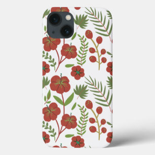 Rotes florales nahtloses Muster auf weißem Hinterg Case-Mate iPhone Hülle