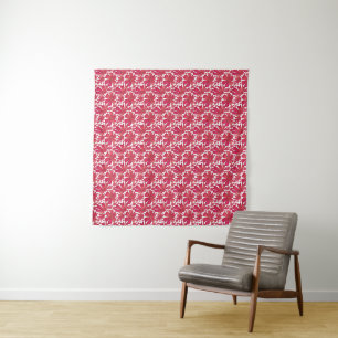 Rotes florales nahtloses Muster, elegante Blumenwi Wandteppich