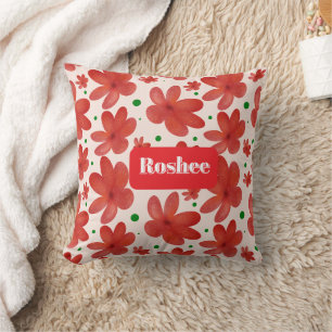 Rotes florales nahtloses Muster Süße Retro-Blumen Kissen