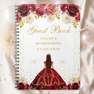 Rotes florales Prinzessin Quinceañera Notizblock