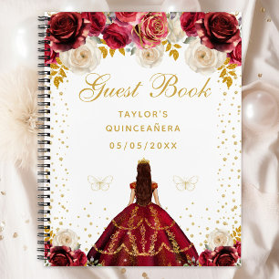 Rotes florales Prinzessin Quinceañera Notizbuch