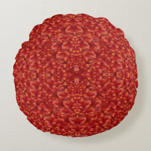 Rotes florales Touch klassisches Stoffmusterdesign Rundes Kissen