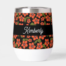 Rotes florales Wasserfarben-Monogramm Name