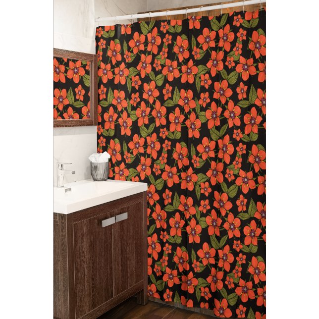 Rotes florales Wasserfarbenmuster Duschvorhang (Von Creator hochgeladen)
