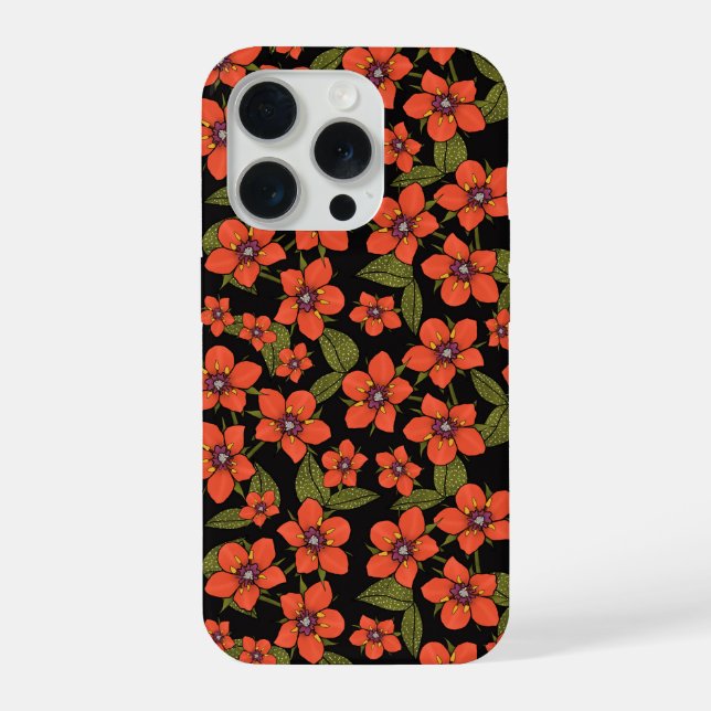 Rotes florales Wasserfarbenmuster iPhone Hülle (Rückseite)