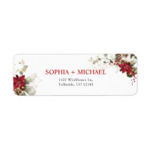 Rotes florales Weihnachts-Hochzeits-Rücksende-Adre