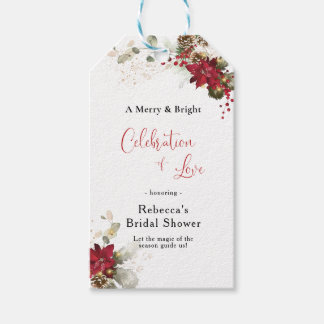 Rotes florales Weihnachts-Hochzeitsgeschenk-Tag Geschenkanhänger