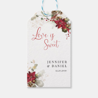 Rotes florales Weihnachts-Hochzeitsgeschenk-Tag Geschenkanhänger