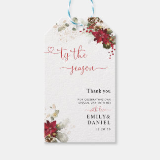 Rotes florales Weihnachts-Hochzeitsgeschenk-Tag Geschenkanhänger