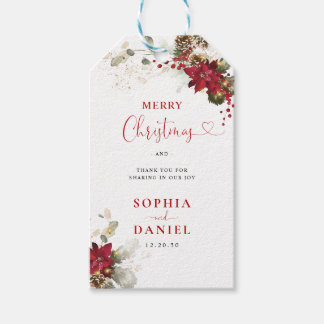 Rotes florales Weihnachts-Hochzeitsgeschenk-Tag Geschenkanhänger