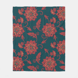 Rotes, florentfarbenes Damastmuster Fleecedecke