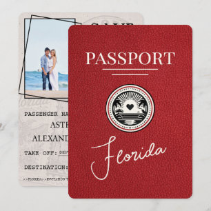 Rotes Florida-Reisepass Save The Date