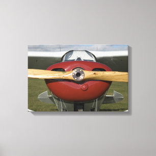 Rotes Flugzeug und Holzschrauber Leinwanddruck