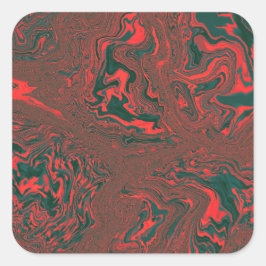 Rotes Flüssiges Marmor Abstractes Muster Quadratischer Aufkleber