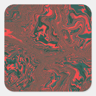 Rotes Flüssiges Marmor Abstractes Muster Quadratischer Aufkleber