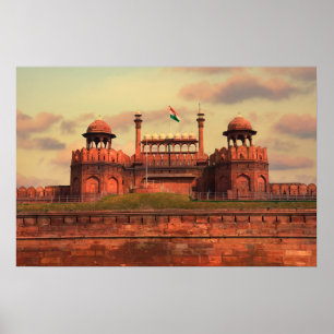 Rotes Fort in Delhi, Indien während eines schönen Poster