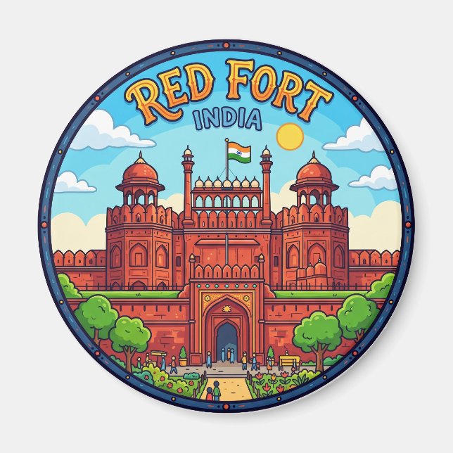 Rotes Fort Indien Magnet (Vorne)