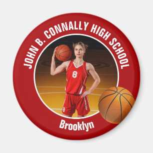 Rotes Foto eines Basketballspielers der High Schoo Magnet