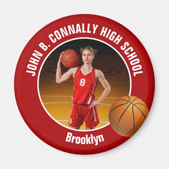 Rotes Foto eines Basketballspielers der High Schoo Magnet (Vorne)