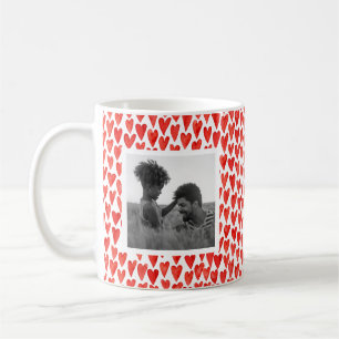 Rotes Foto Herzenvalentines Tages Kaffeetasse