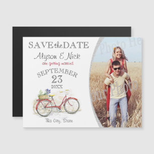 Rotes Foto Save the Date Magneteinladung