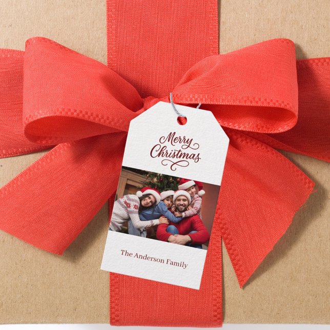 Rotes Foto Weihnachten Geschenkanhänger (Von Creator hochgeladen)