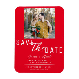 Rotes Foto zur Hochzeit - Termin vormerken Magnet