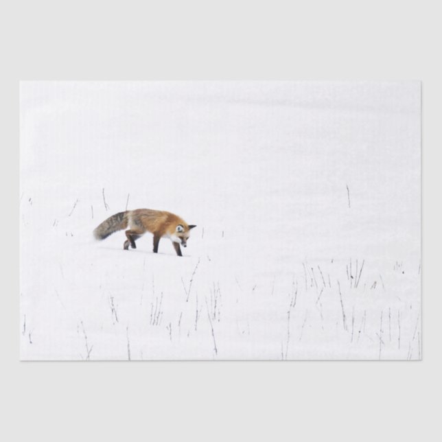 ROTES FOX AUF SCHNEETISSUPAPIER SEIDENPAPIER (Vorderseite)