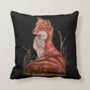 Rotes Fox-Tierkunst-Zeichnen Kissen