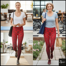 Rotes fragmentiertes abstraktes schwarzes Ombre-Mu Leggings