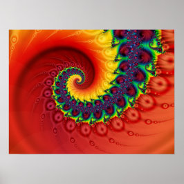 Rotes Fraktal Nautilus Spiral Poster