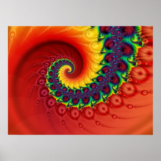 Rotes Fraktal Nautilus Spiral Poster (Vorne)