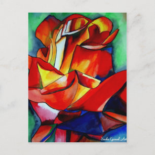 Rotes Frankreich Rose Aquarellkunst Postkarte