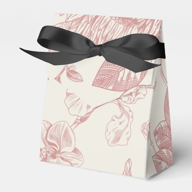 Rotes Französisches Floral Toile Geschenkschachtel (Vorderseite)