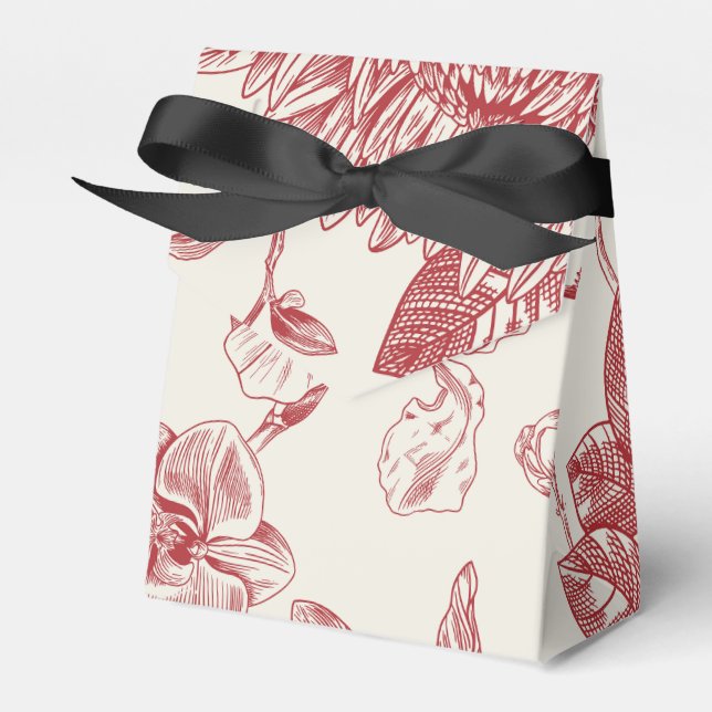 Rotes Französisches Floral Toile Geschenkschachtel (Vorderseite)