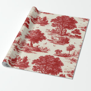 Rotes französisches Toile-Landmuster Geschenkpapier