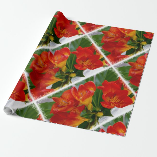 Rotes Freesie Geschenkpapier (Ungerollt)